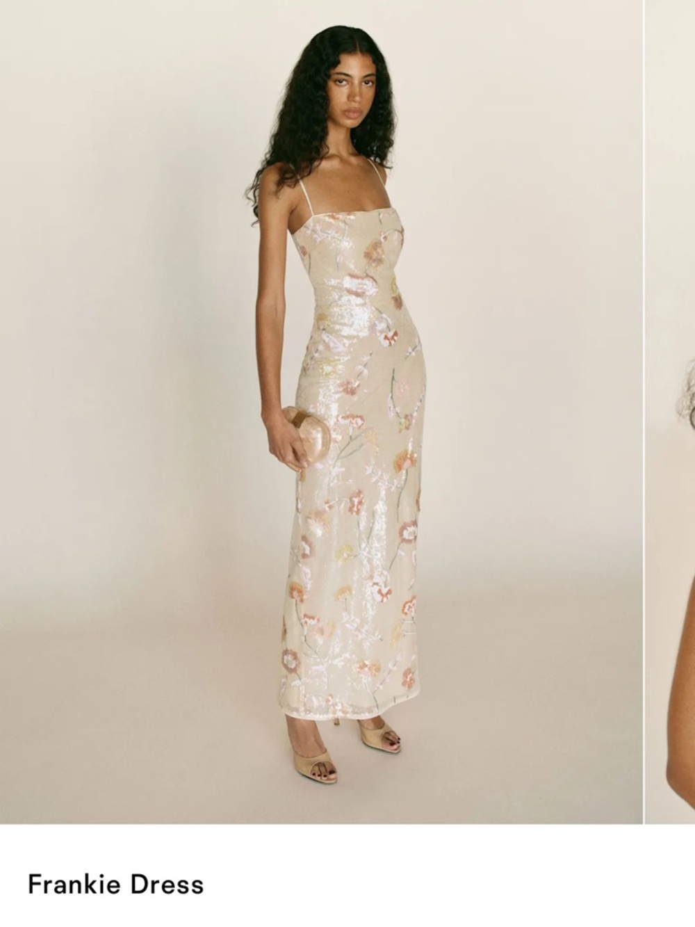 Reformation Frankie Dress in Ivory Sequin Size 10